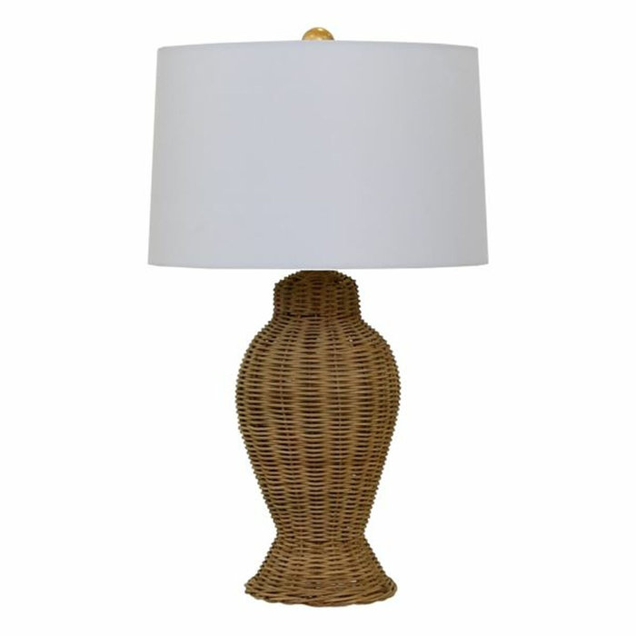 WorldsAway Ginger Jar Style Table Lamp With White Linen Shade In White